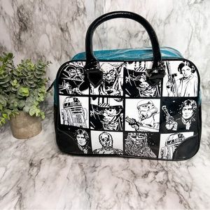 Star Wars Rock Rebel Purse Handbag Black & Blue Vinyl Vader R2D2 Chewy C3PO Leia
